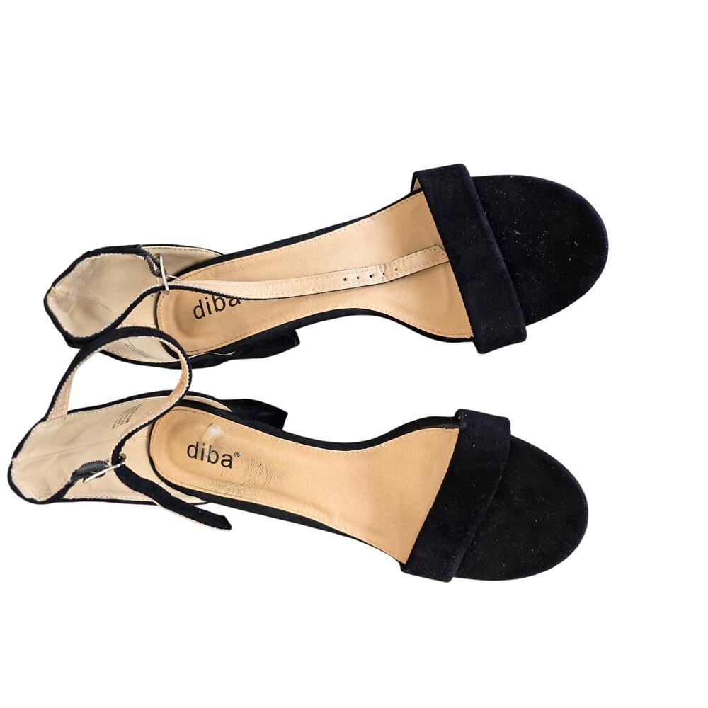 Black Faux-Suede Block 2" Heel Ankle-Strap Sandals by Diba size 8.5